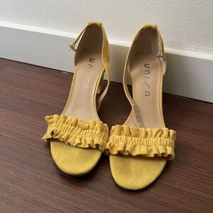 Yellow chunky heel